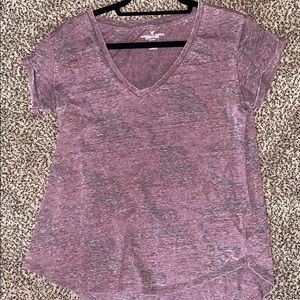 Maroon V-Neck T-shirt American Eagle